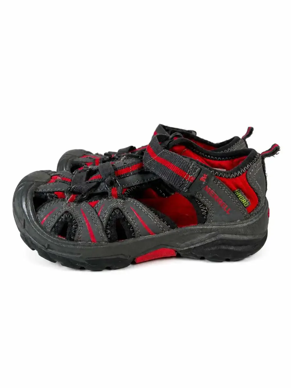 Merrell Hydro Closed-Toe Water Hiking Sport Sandals, Gray and Red